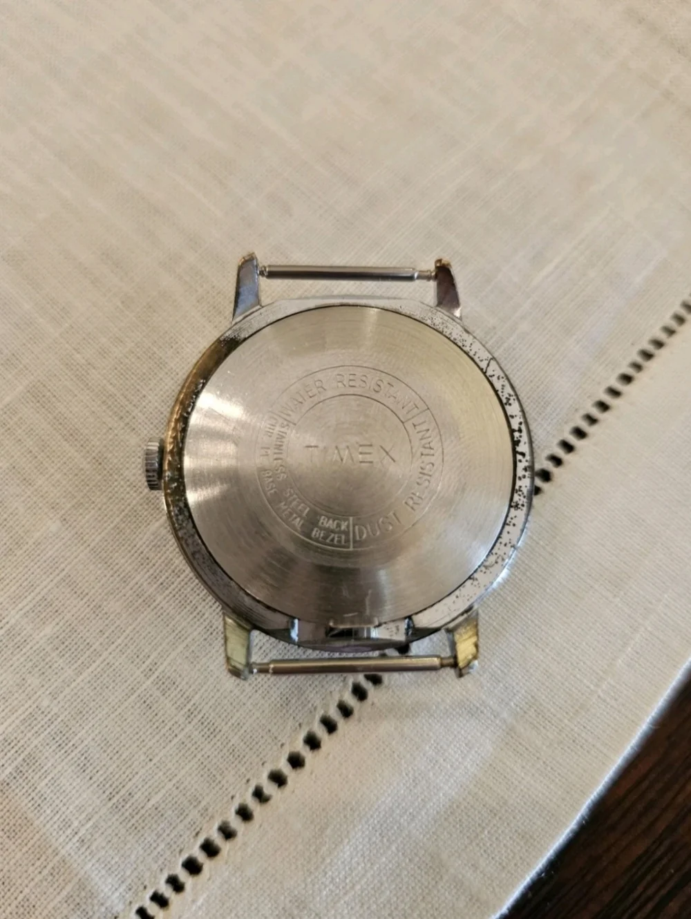 Vintage 73 Timex Marlin Watch Unique Iridescent White Dial Silver Case 34mm Date